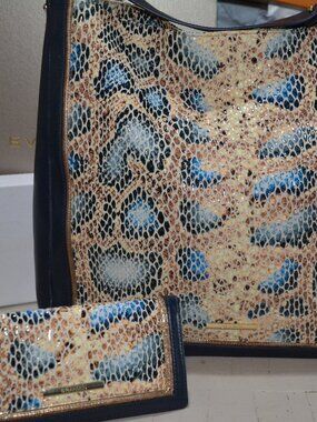 Brahmin Isabella shoulder bag and wallet in Deep Azure Delahaye